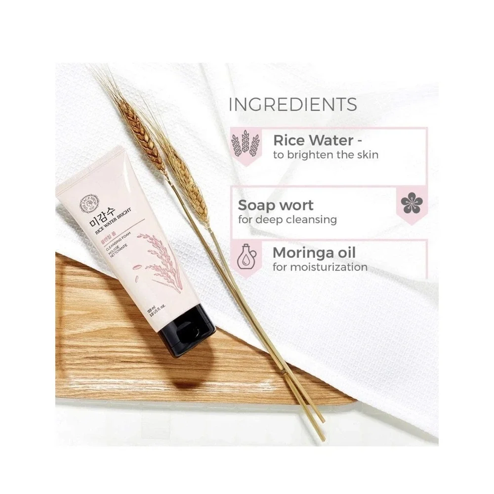 THE FACE SHOP Rice Water Bright Foaming Cleanser with Rice Water - 5fl.oz./150ml - Picture 2 of 4